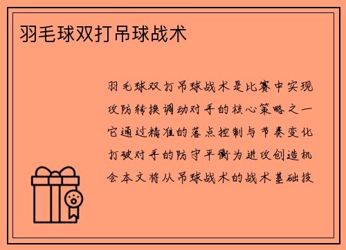 羽毛球双打吊球战术